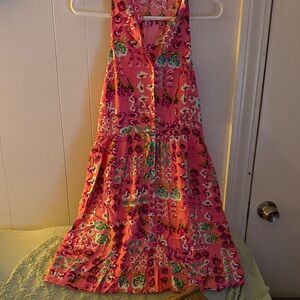 Xhilaration Pink Floral Button-Down Midi Dress